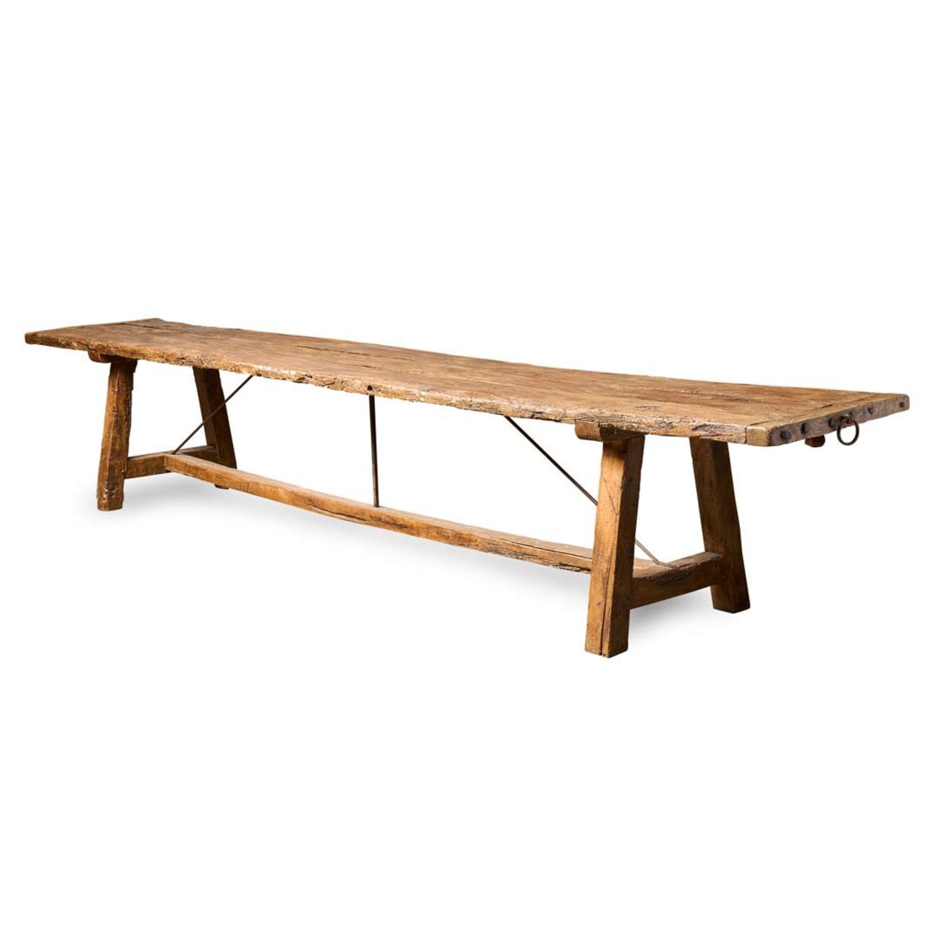 EXCEPTIONALLY LONG PROVINCIAL GEORGIAN ELM REFECTORY TABLE