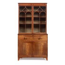 LATE GEORGE III MAHOGANY BUREAU BOOKCASE