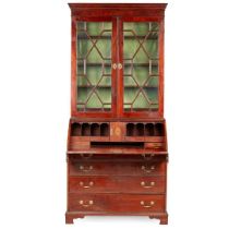 GEORGE III MAHOGANY BUREAU BOOKCASE