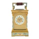 FRENCH GILT BRASS AND CHAMPLEVE ENAMEL CARRIAGE CLOCK