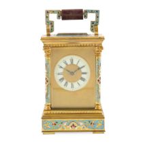 FRENCH GILT BRASS AND CHAMPLEVE ENAMEL CARRIAGE CLOCK