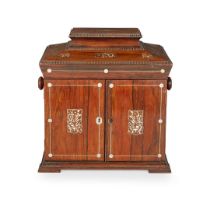 WILLIAM IV MOTHER-OF-PEARL INLAID ROSEWOOD JEWELLERY CASKET