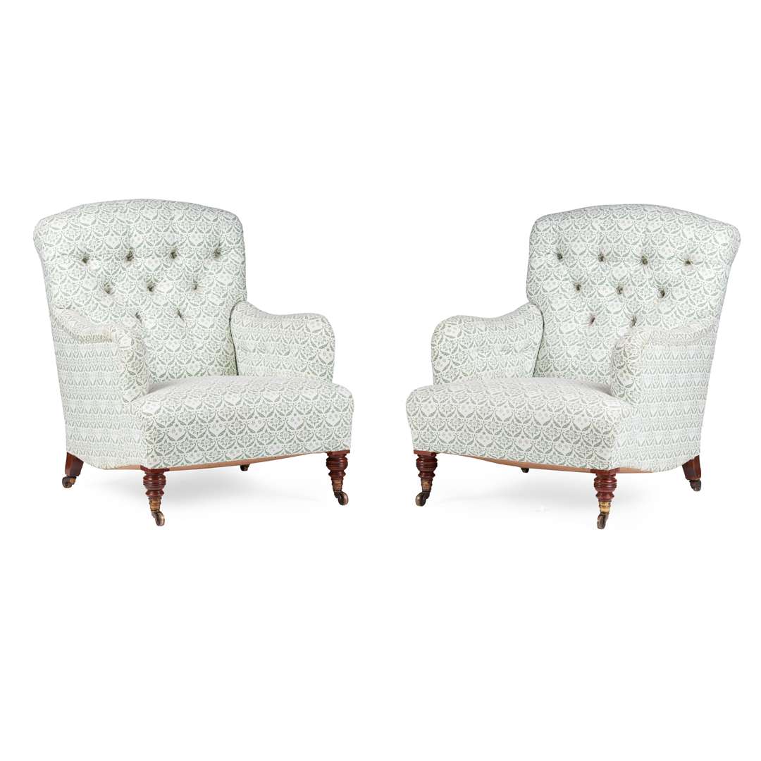 PAIR OF 'BRIDGEWATER' UPHOLSTERED EASY ARMCHAIRS, BY HOWARD & SONS