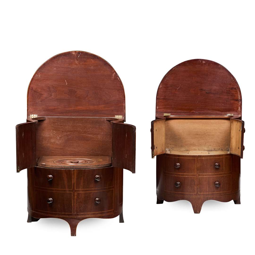 MATCHED PAIR OF GEORGE III MAHOGANY DEMILUNE BEDSIDE COMMODES, IN THE MANNER OF GILLOWS - Image 2 of 2