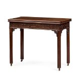 GEORGE III MAHOGANY CONCERTINA ACTION CARD TABLE