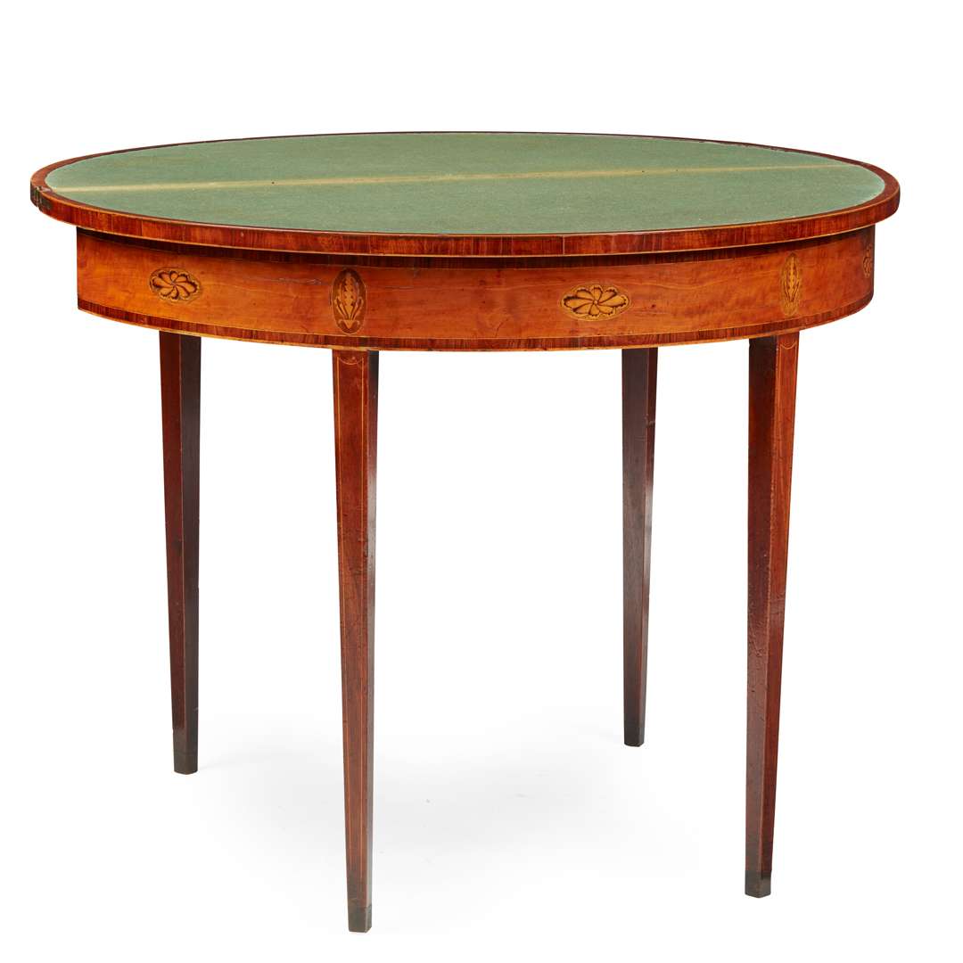 PAIR OF GEORGE III SATINWOOD, MAHOGANY, AND INLAID CARD TABLES - Image 2 of 8
