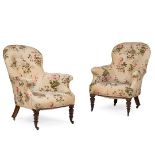 PAIR OF VICTORIAN UPHOLSTERED ARMCHAIRS