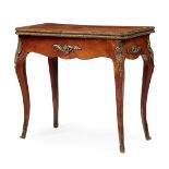 VICTORIAN KINGWOOD AND MARQUETRY GILT METAL MOUNTED CARD TABLE, BY DRUCE & CO.