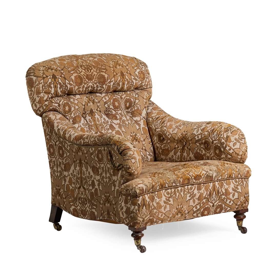 VICTORIAN UPHOLSTERED EASY ARMCHAIR