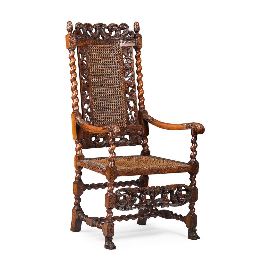 CHARLES II WALNUT ARMCHAIR - Image 2 of 2