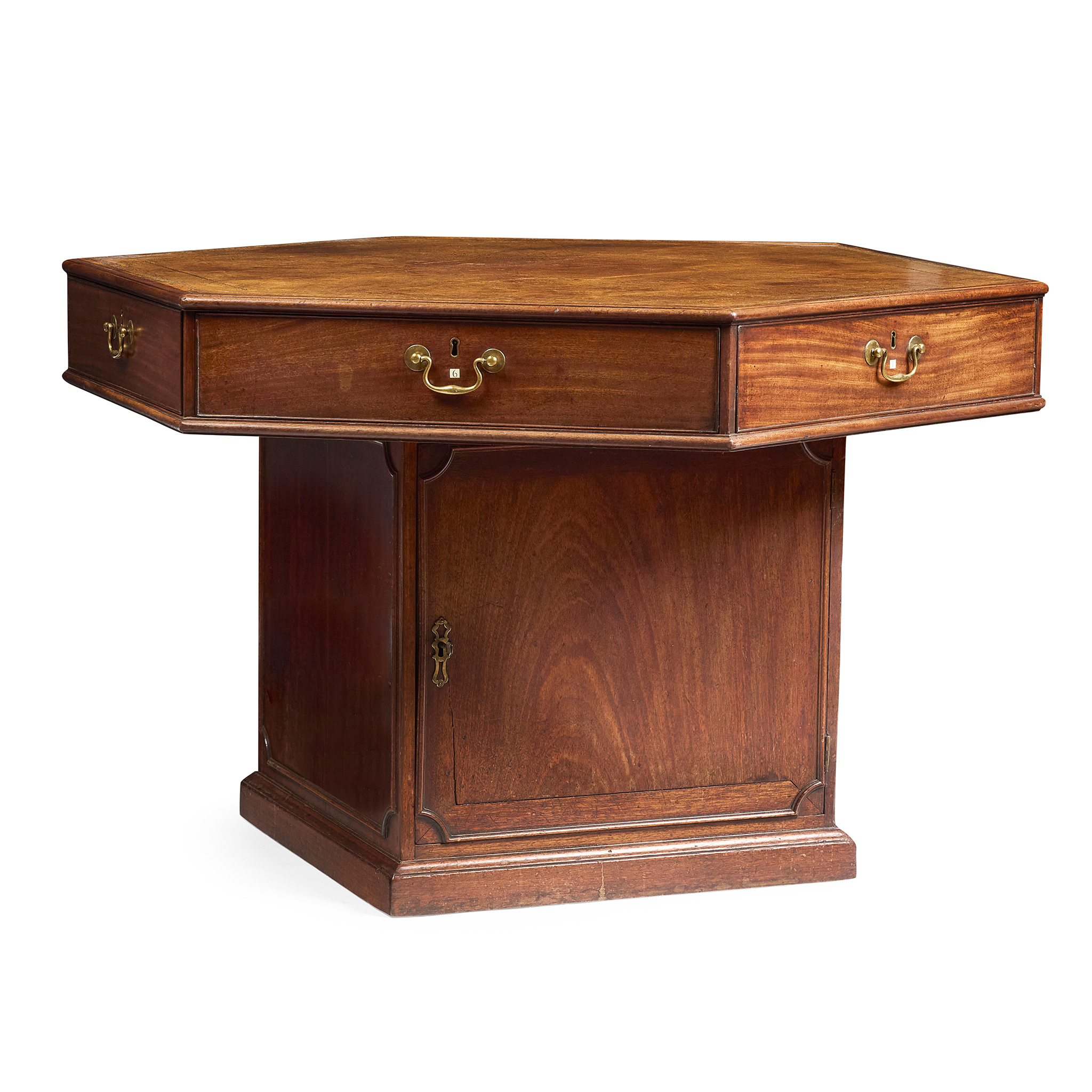 GEORGE III MAHOGANY HEXAGONAL RENT TABLE, IN THE MANNER OF GILLOWS OF LANCASTER - Image 2 of 2