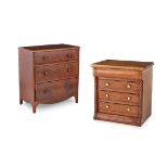 TWO MINIATURE MAHOGANY APPRENTICE CHESTS OF DRAWERS