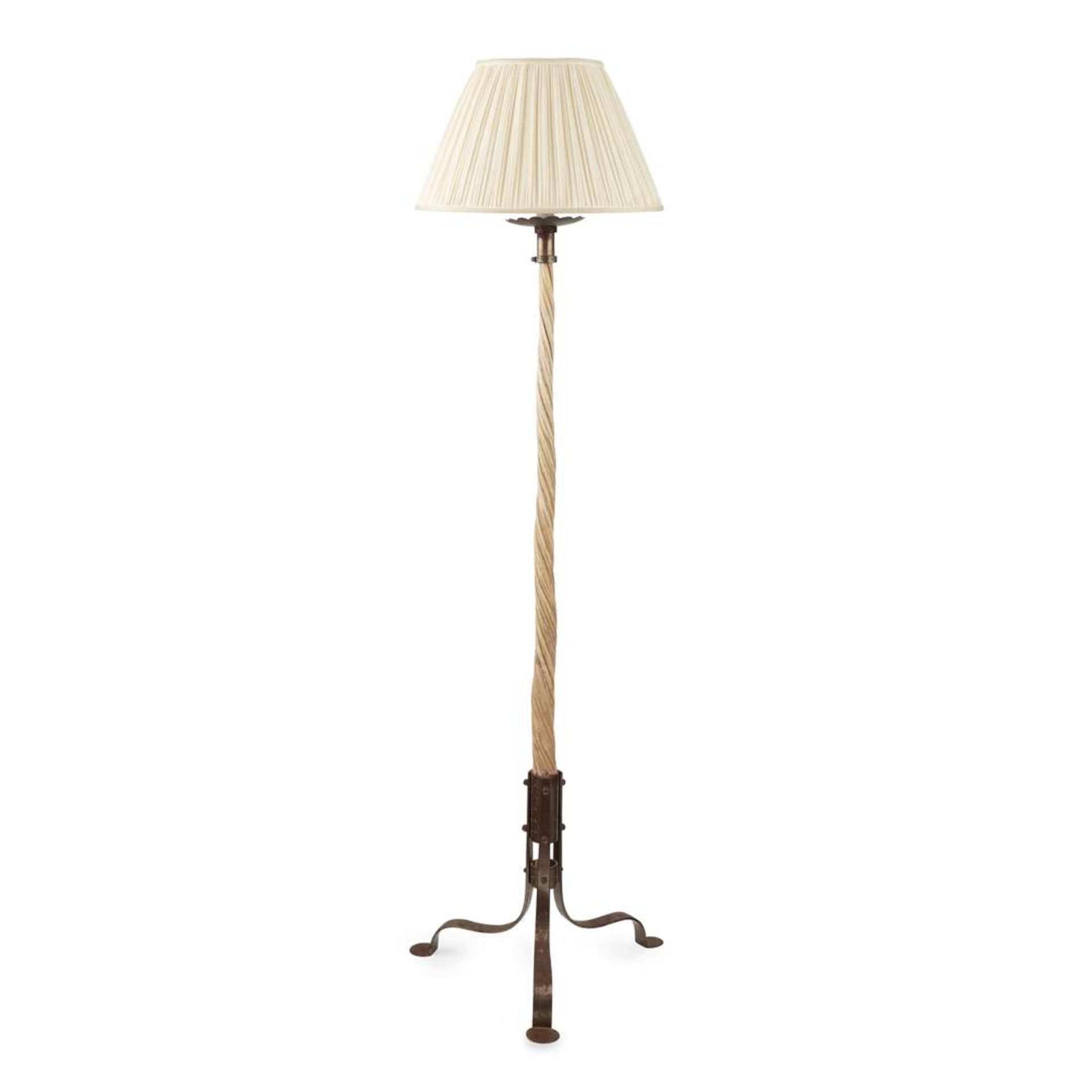 NARWHAL TUSK AND WROUGHT STEEL STANDARD LAMP