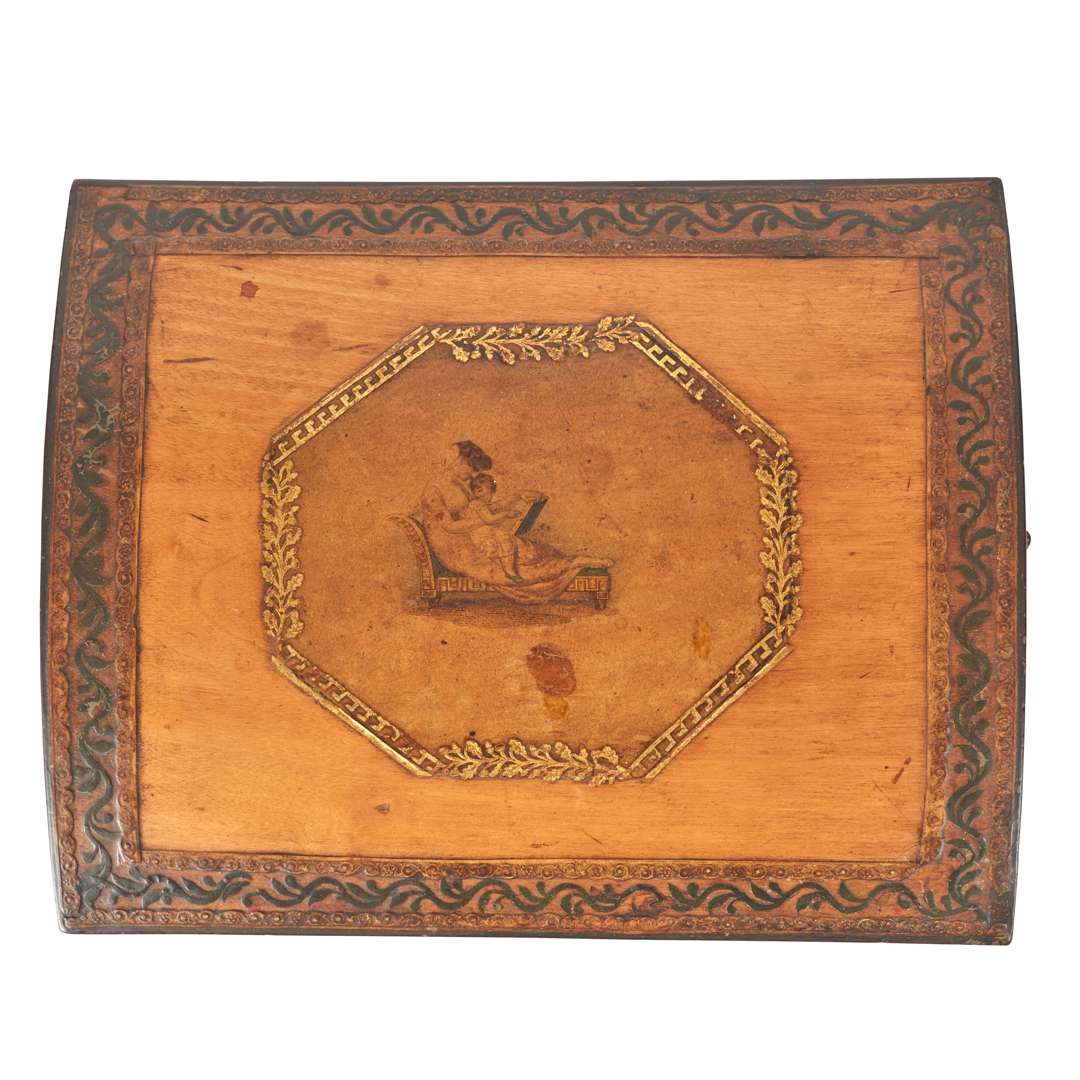 REGENCY FRUITWOOD AND PAPER DECORATED WORKBOX - Image 4 of 4
