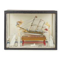 FOLK ART CASED SHIP DIORAMA