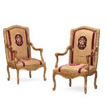 PAIR OF ITALIAN GILTWOOD ARMCHAIRS