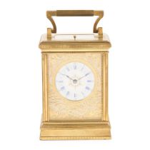 ENGLISH GILT BRASS REPEATING CARRIAGE CLOCK
