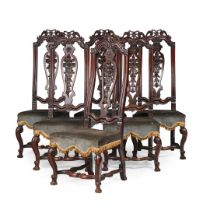 SET OF SIX WILLIAM AND MARY WALNUT SIDE CHAIRS