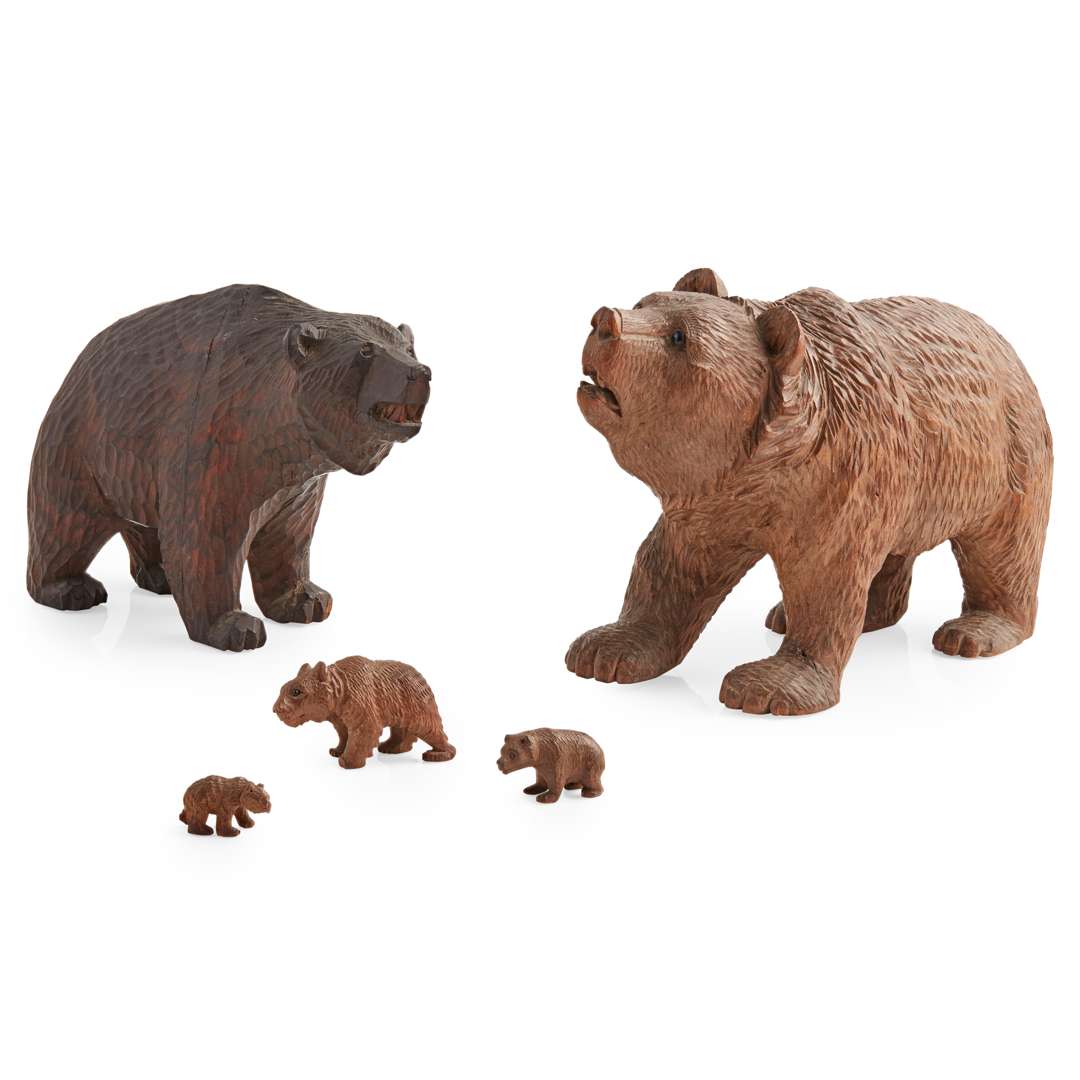 TWO BLACK FOREST CARVED BEARS
