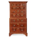 GEORGE I WALNUT CROSSBANDED CHEST-ON-CHEST