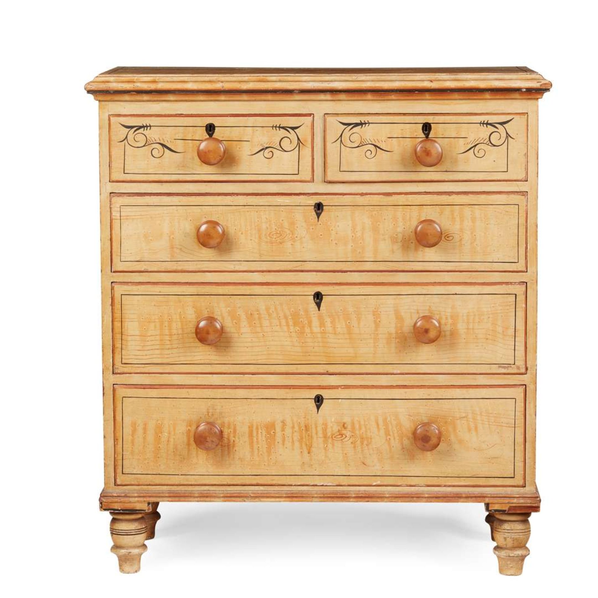 REGENCY YELLOW PAINTED PINE CHEST OF DRAWERS