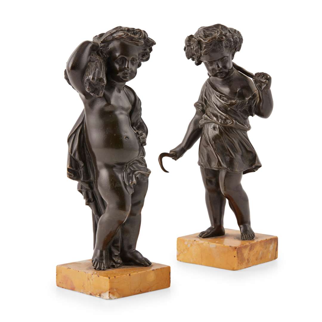 PAIR OF FRENCH BRONZE FIGURES OF PUTTI, AFTER CLODION