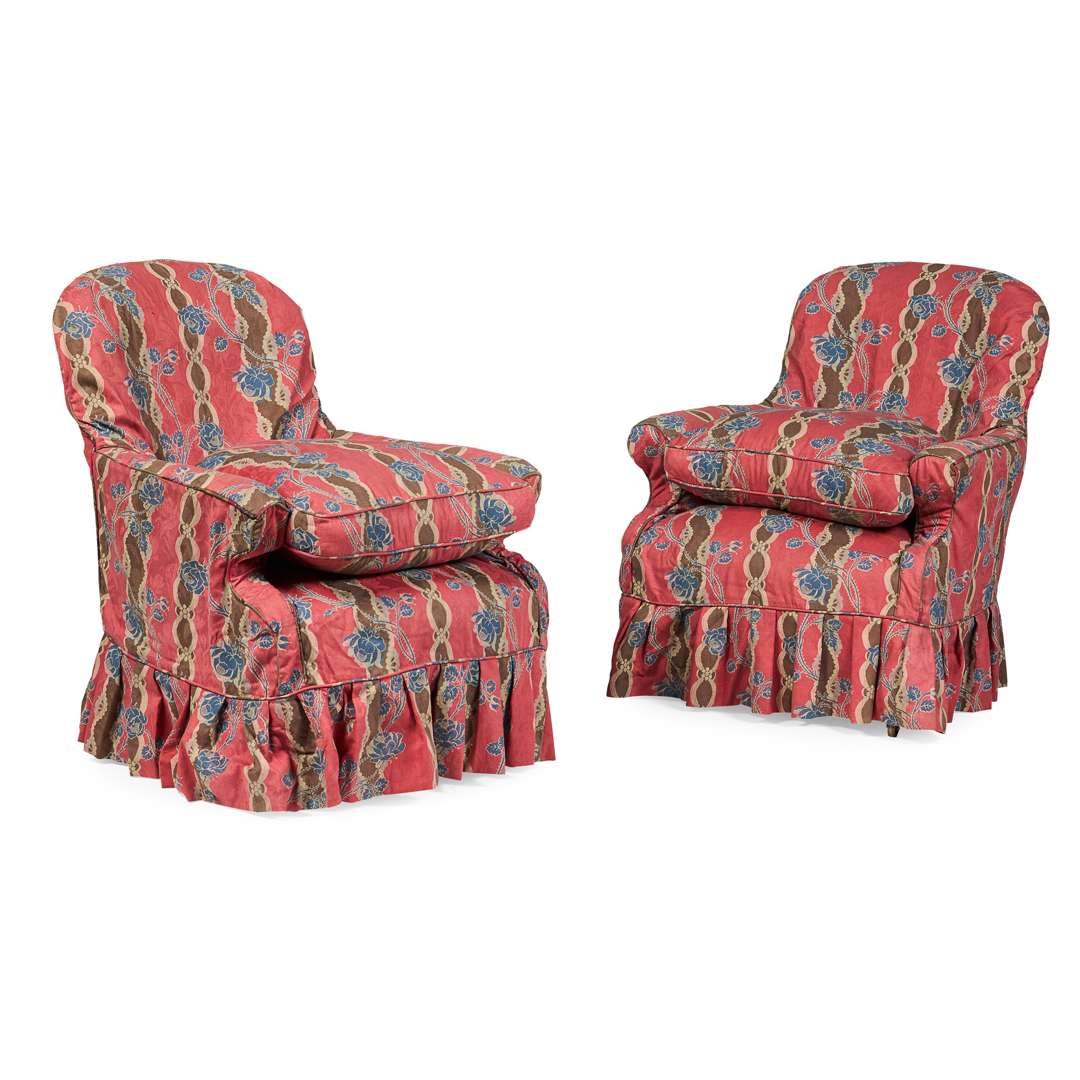 PAIR OF VICTORIAN UPHOLSTERED ARMCHAIRS - Image 2 of 3