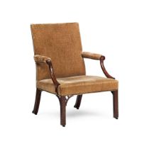 GEORGE III MAHOGANY 'CHINESE CHIPPENDALE' LIBRARY ARMCHAIR