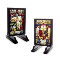 TWO SWISS PAINTED AND LEADED GLASS PANELS