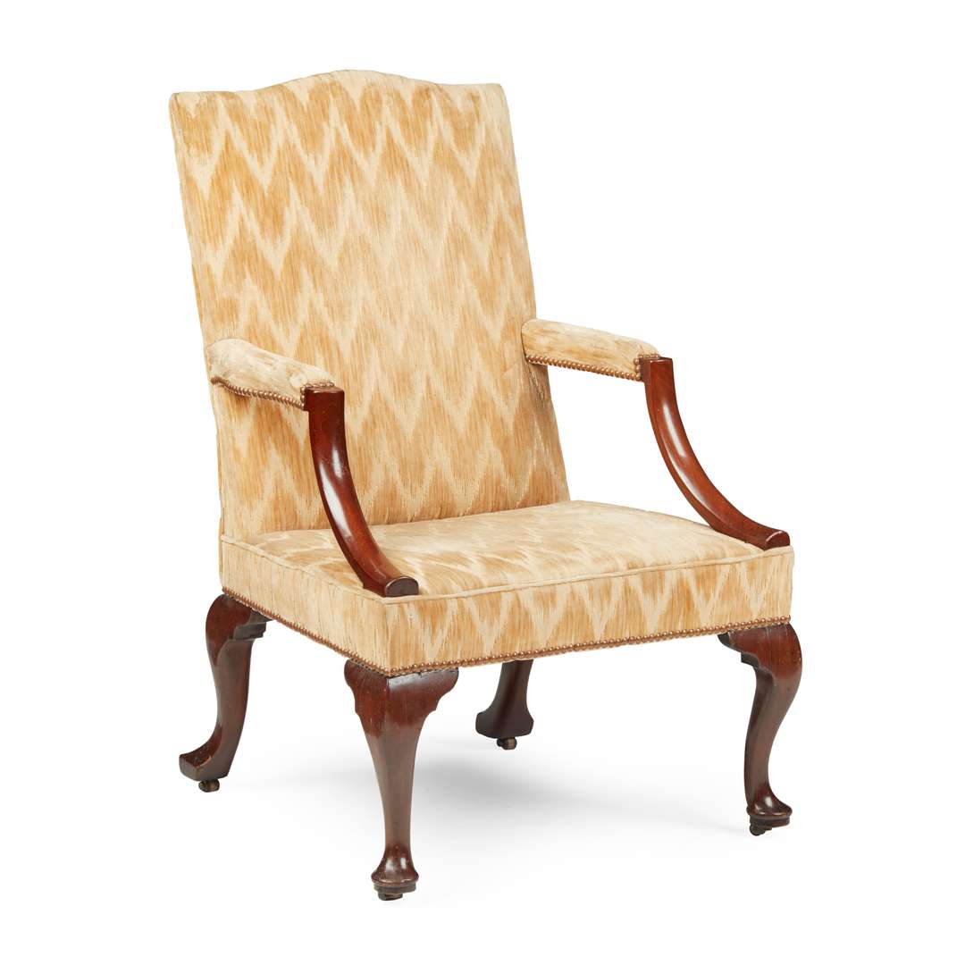 GEORGE III MAHOGANY LIBRARY ARMCHAIR