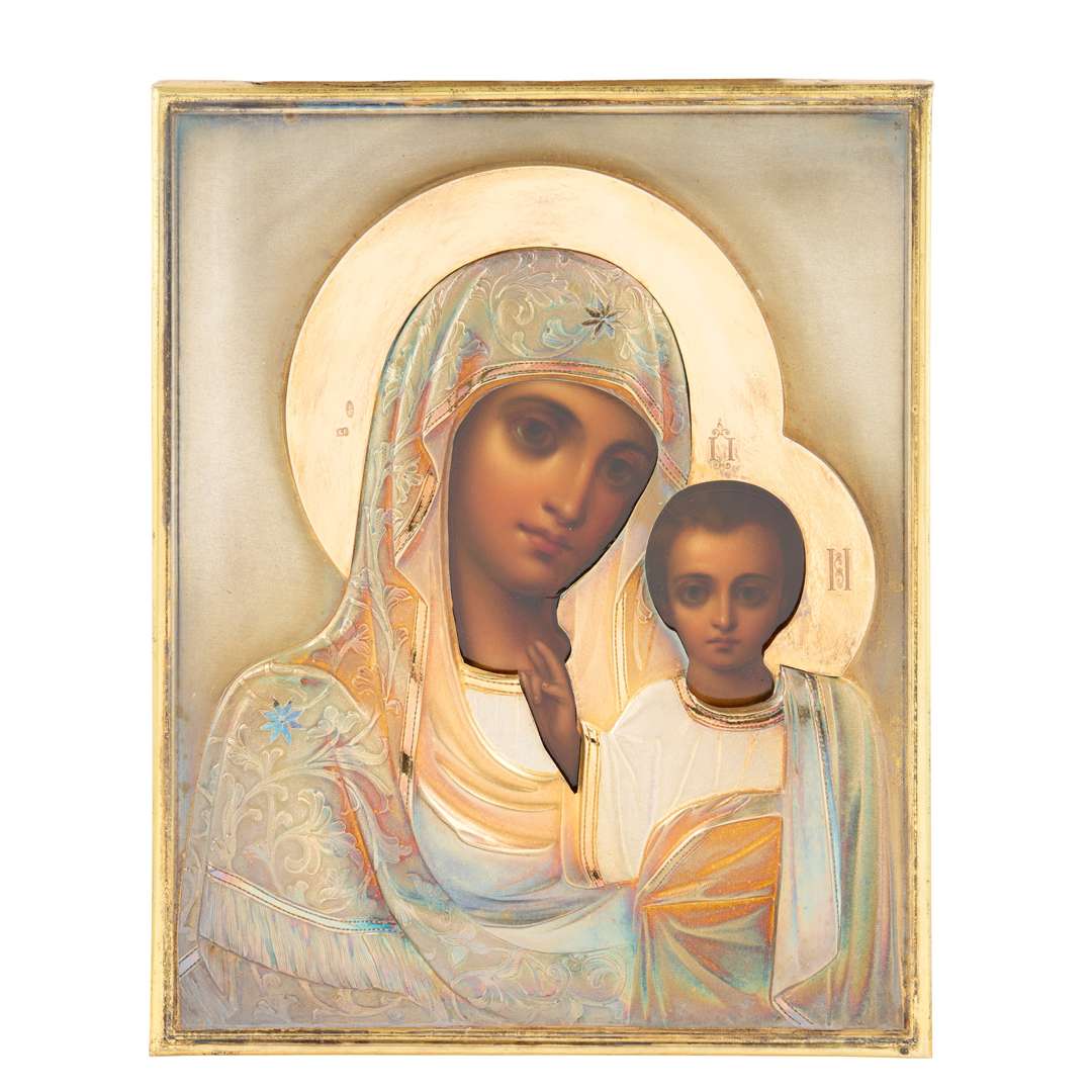 RUSSIAN ORTHODOX ICON OF THE VIRGIN AND CHILD