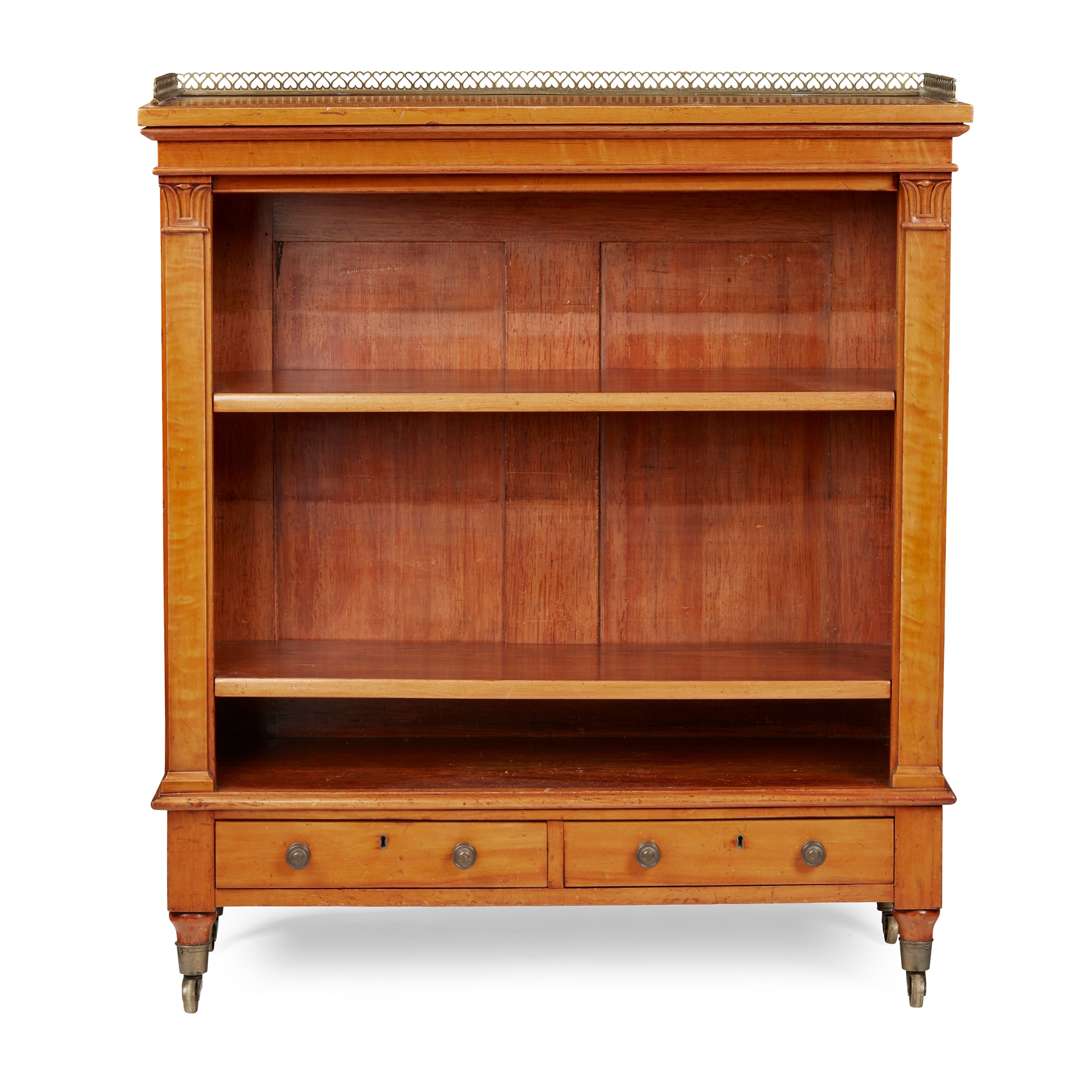 GEORGE IV SATINWOOD AND BRASS MOUNTED OPEN BOOKCASE