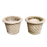 PAIR OF POURED STONE PLANTERS