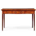 GEORGE III MAHOGANY AND INLAY SERPENTINE SERVING TABLE