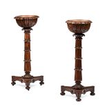 PAIR OF GEORGE IV CARVED MAHOGANY JARDINIERE STANDS