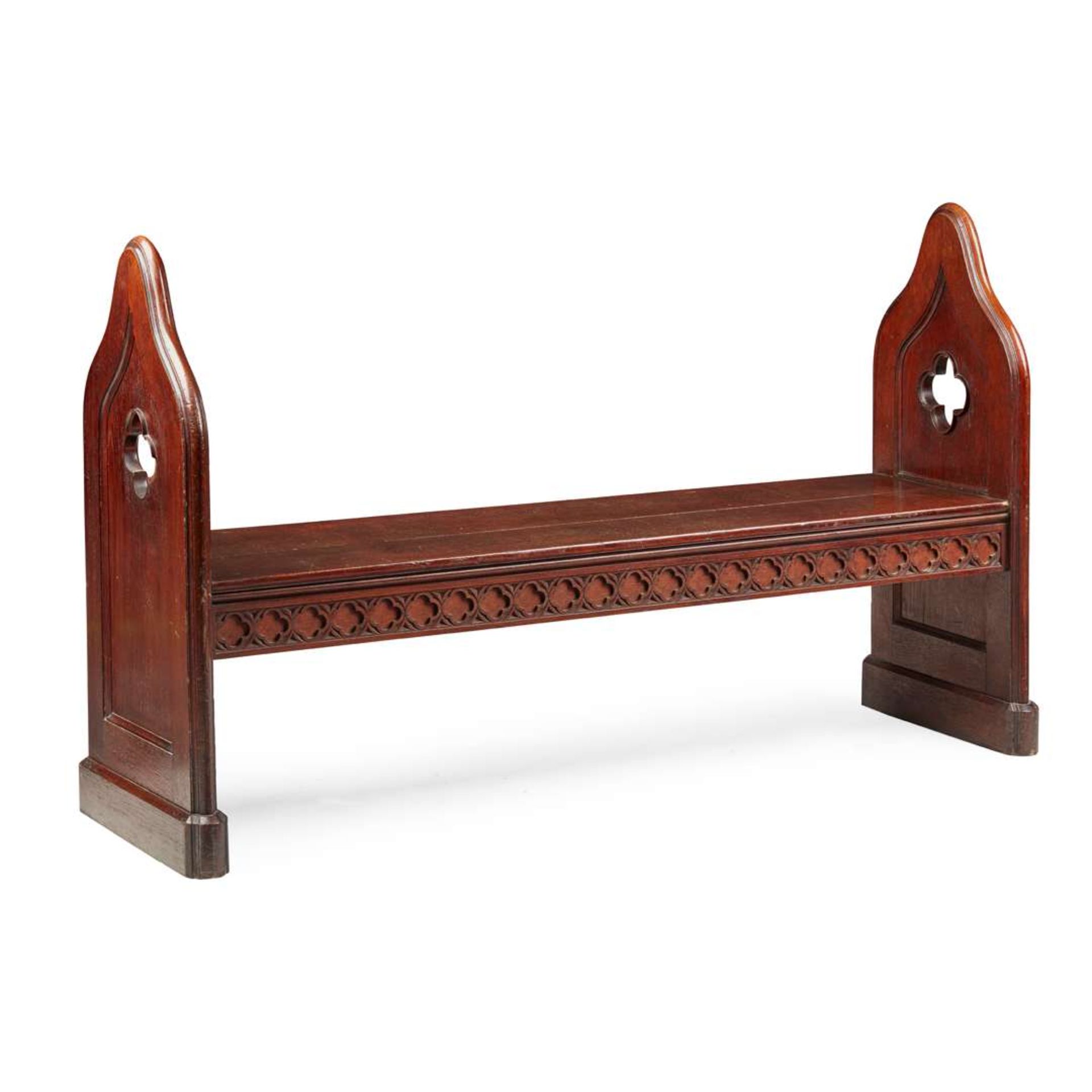 GOTHIC REVIVAL OAK HALL BENCH