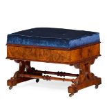 LARGE FRENCH EMPIRE WALNUT AND SATIN BIRCH CENTRE STOOL