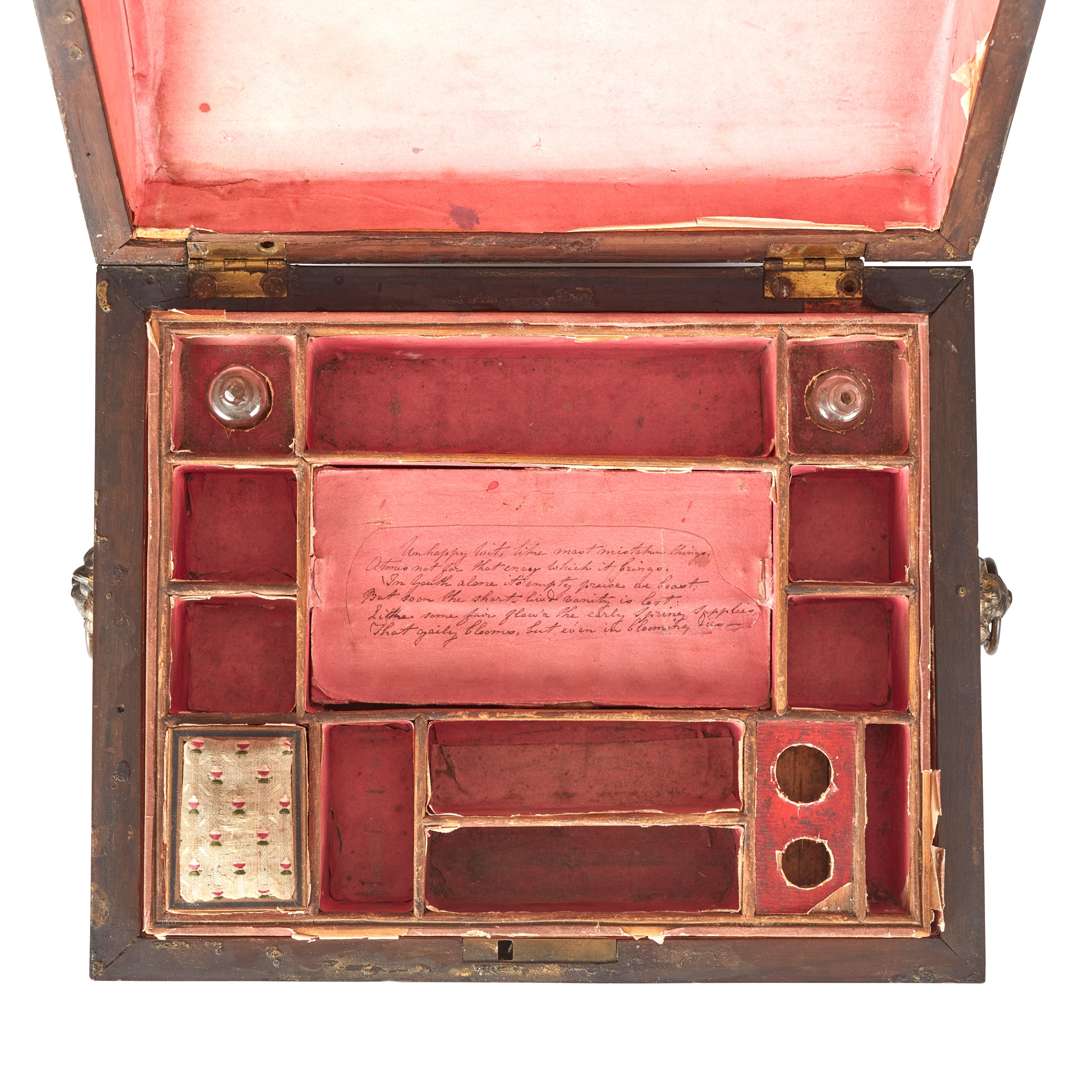 REGENCY FRUITWOOD AND PAPER DECORATED WORKBOX - Image 2 of 4