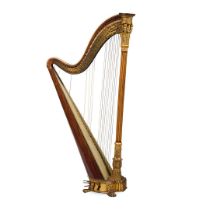 FRENCH PARCEL-GILT AND WALNUT PEDAL HARP, BY ETIENNE CHAILLOT
