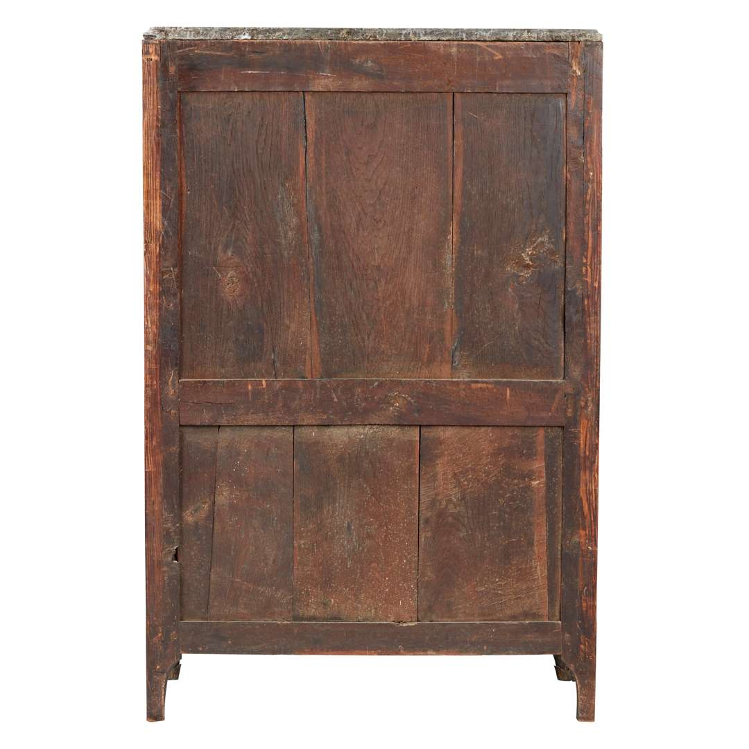 FRENCH TRANSITIONAL TULIPWOOD, AMARANTH, AND FRUITWOOD MARQUETRY SECRETAIRE A ABBATANT - Image 9 of 10