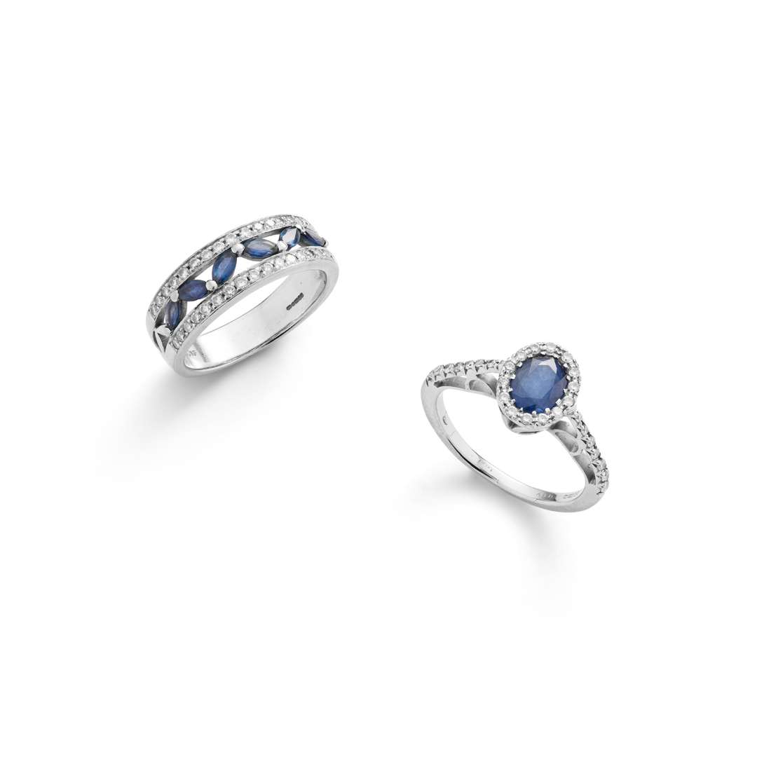 Two 18ct gold sapphire and diamond rings