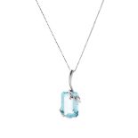 An aquamarine and diamond pendant