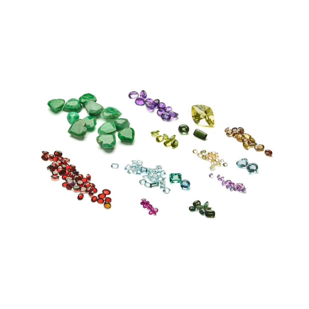 A collection of unmounted gemstones