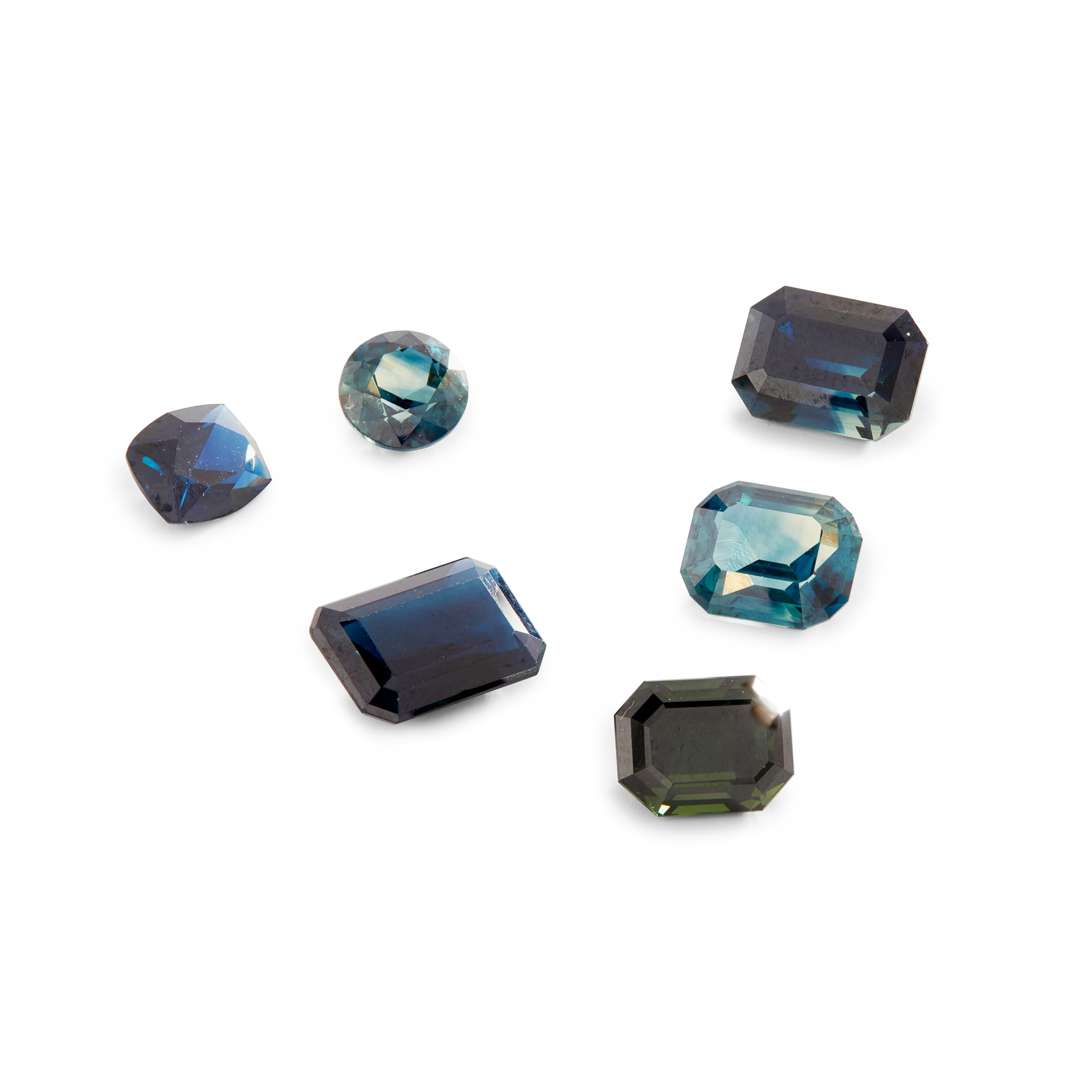 A collection of six unmounted sapphires