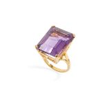 A 9ct gold large amethyst cocktail ring