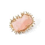 Albion Craft Company: A 9ct gold rose quartz brooch, 1972