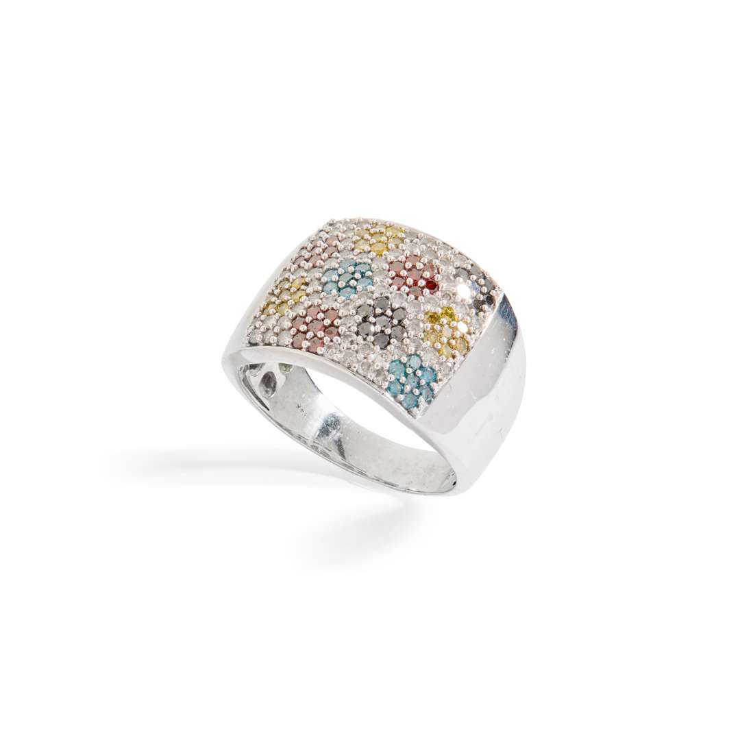 A coloured diamond dress ring
