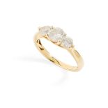 A diamond three-stone ring in 18ct yellow gold