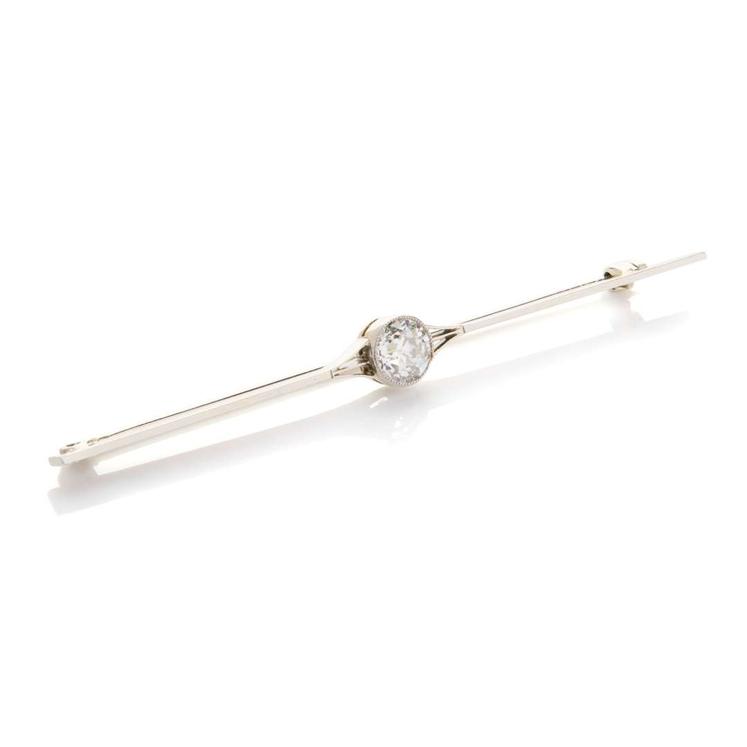 A diamond single-stone bar brooch - Image 2 of 2