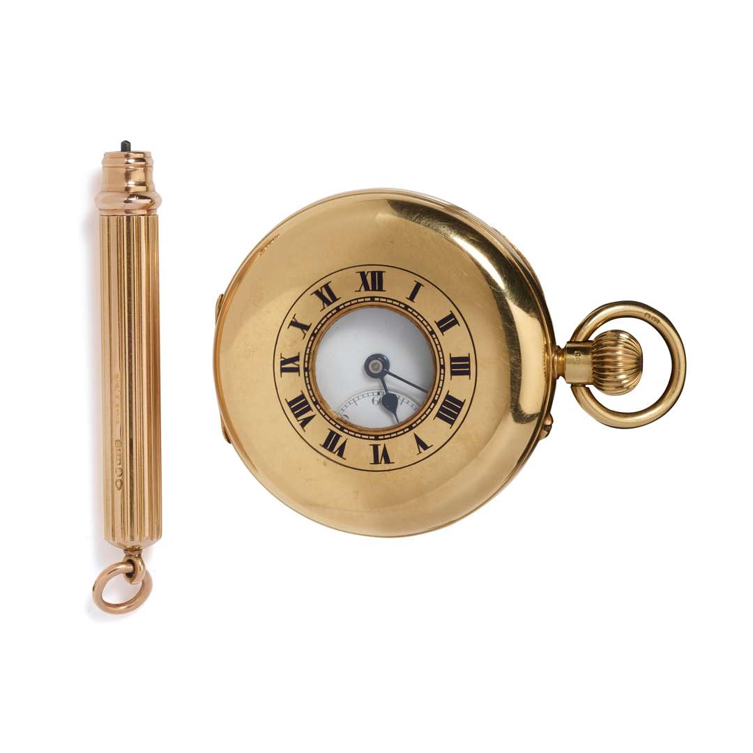 Wilson & Sharp, 139 Princes Street, Edinburgh. A fine 18k gold half-hunter keyless pocket watch